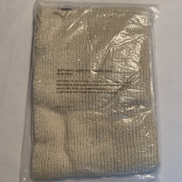 Gold Coast ladies scarf beret set ivory silver sequin New with tags - Picture 3 of 4